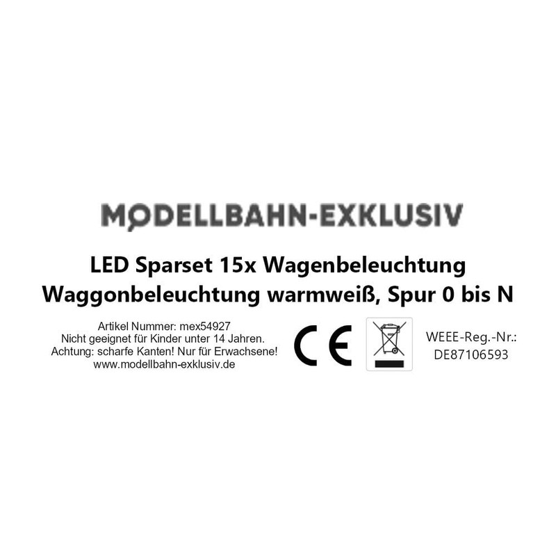 modellbahn-exklusiv LED Economy Set 15x Car Lighting Warm White Track