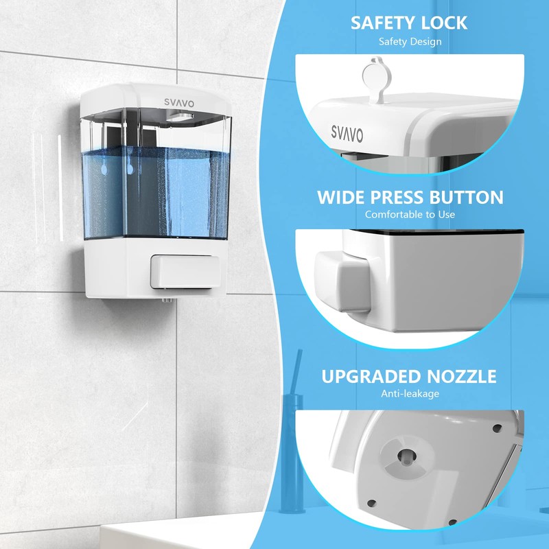 SVAVO Wall Mounted Soap Dispenser Kitchen Bathroom Manual Soap Dispenser