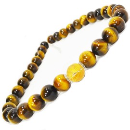 OMAMORI-DO Prayer Beads Necklace, Choose Length, Dragon, Large 0.5 inch (12 mm) & 0.55 inch (14 mm) Ball, Power Stone, Natural Stone, Men's Necklace, Tiger Eye, tiger's eye