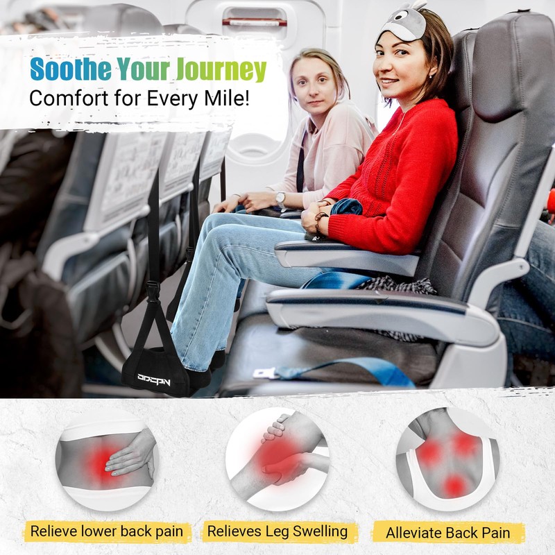 2-Pack Foot Hammock for Plane Travel, No Collapse Thickened Bamboo