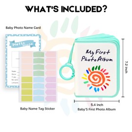 Baby's My First Family Album Holds 21 4x6 Photos, Baby Sun Photo Album Soft Cloth Family Book,My First Photo Book for Baby or Toddlers,Cute Book Gift for Babies Shower Newborns Family Photos (Green)