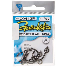 Gamakatsu - Gancho para Cebo con Anillo, Color Negro, Talla 4/0