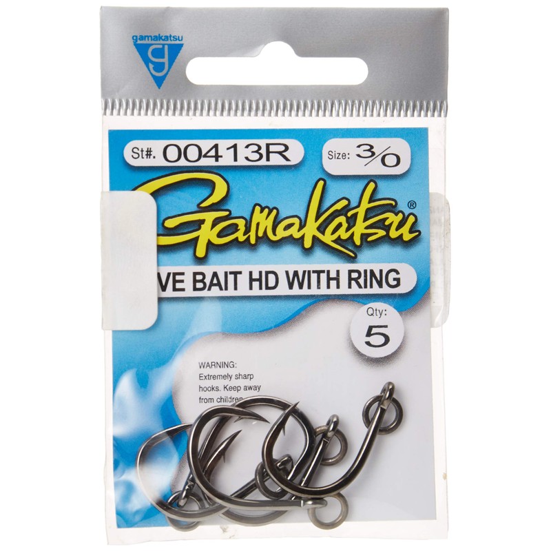 Gamakatsu - Gancho para Cebo con Anillo, Color Negro, Talla