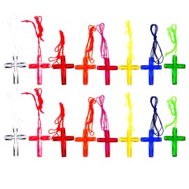 HIXNUG 16pcs Crystal Cross Necklace Colorful Cross Necklaces for Sunday School Church Easter Vacation Bible School Operation Christmas
