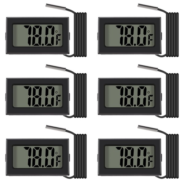 ACEIRMC 3pcs Black Digital LCD Thermometer Temperature Monitor with External