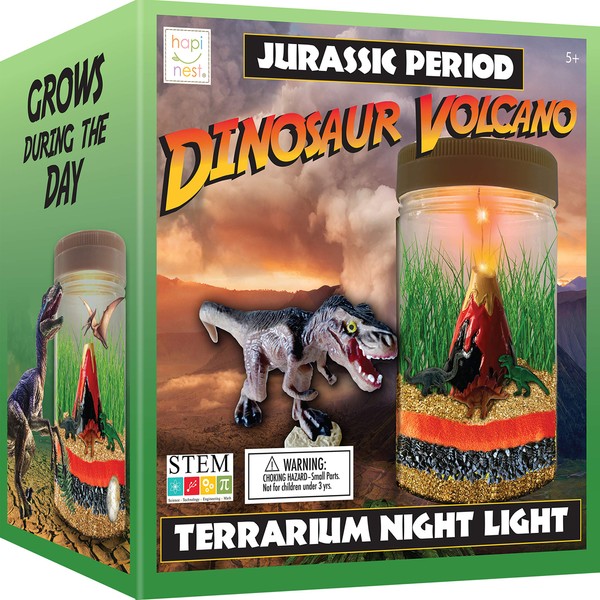 Hapinest Dinosaur Terrarium Kit with Light-up Volcano - Toy Gifts for Kids Boys and Girls Ages 5 6 7 8 9 10 Years and Up