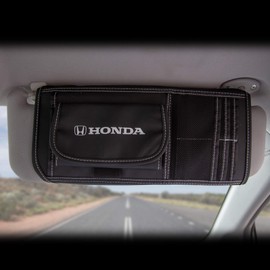Plasticolor 006195R01 Honda Logo Car Truck or SUV Sun Visor Organizer, Auto Interior Pocket Organizer, Registration and Document Holder, Personal Belonging Sunglass Storage Pouch Organizer