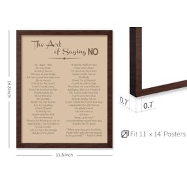 Poster Master Self Care Poster - The Art of Saying No Print - Mental Balance Art - Trendy Art - Gift for Him, Her - Motivational Decor for Office, Bedroom, Living Room, 11x14 Brown Framed