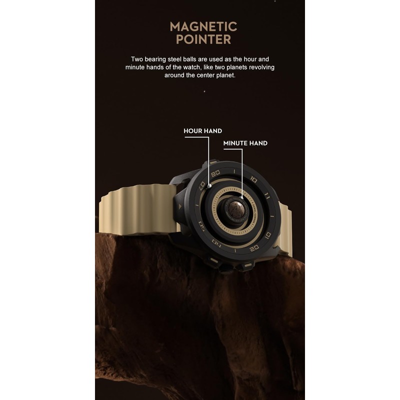 Magnetic Watches for Men, Unique No Hand Design with Gliding