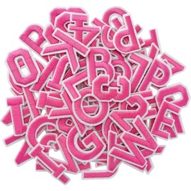 TXSN 72pcs Iron on Letters and Numbers Patches, Embroidered Letters and Numbers Applique Patches for Clothing, Hat, Jacket, Jeans, Backpacks, Bags and More, Pink