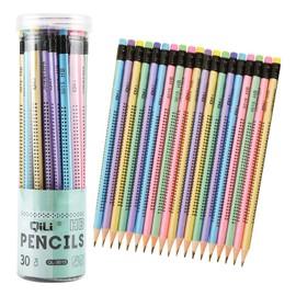 Chedin Pack of 30 HB Pencils, Children's Graphite Pencil, Non-Slip with Eraser for Home, School, Office, Writing, Sketching, Drawing Tools (30)