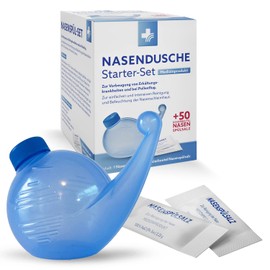 Wachters Nasal Shower Starter Set Nasal Shower + 50 Sachets Wachter's Nasal Rinse Salt for Colds and Pollen Allergy