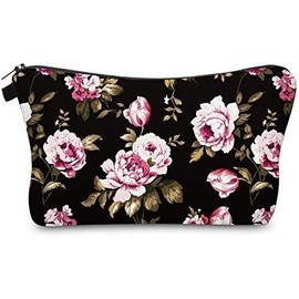 Travel Makeup Case Small, Cosmetic Zipper Bag Waterproof Small Pouch for Purse Mini, Women Cute Traveling Accessories Pouch for Ladies(Flowers)