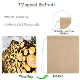 Eco-Fil Bolsas de filtro de t desechables para t suelto, material de pulpa de madera, biodegradable y compostable, bolsitas infusoras de t vacas sin  