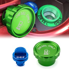 WeiSen Green Magnetic Diesel Fuel Cap & Blue Diesel Exhaust Fluid Cap/DEF Aluminum Compatible with Dodge Ram Cummins EcoDiesel 1500/2500/3500 2019-2023