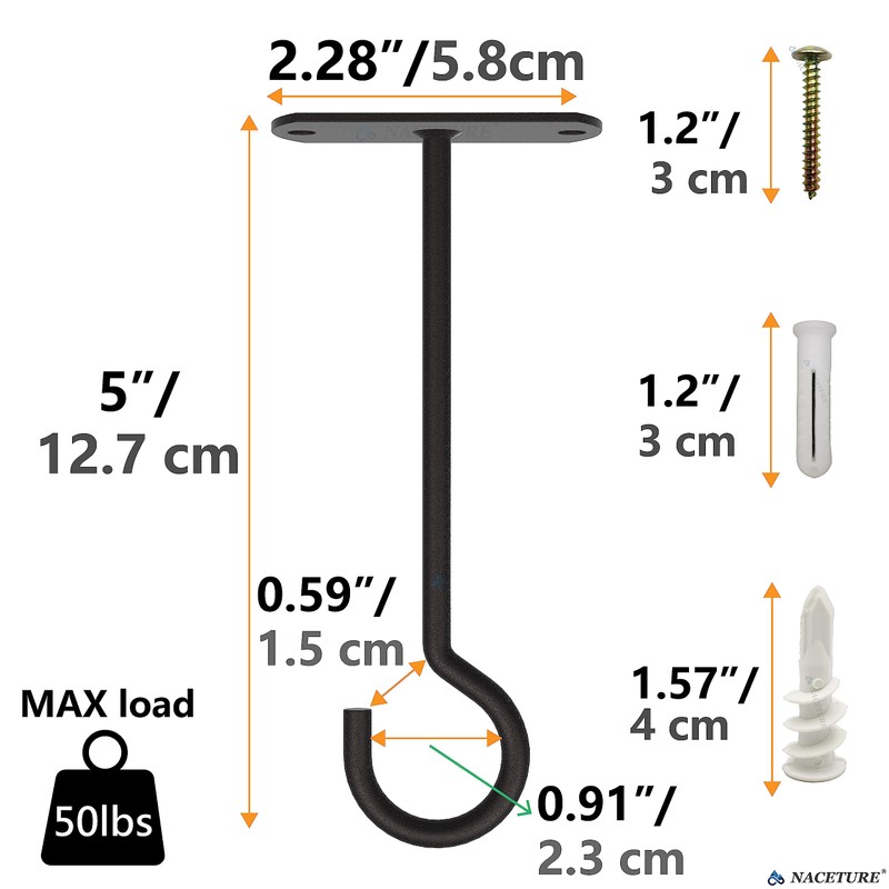 NACETURE Ceiling Hooks Heavy Duty 2 Pack - Plant Hooks