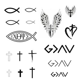 One Grace Tatuajes Temporales Cristianos - Dios Es Mayor Que Altos Y Bajos, Tatuajes Cruzados, Ichthys