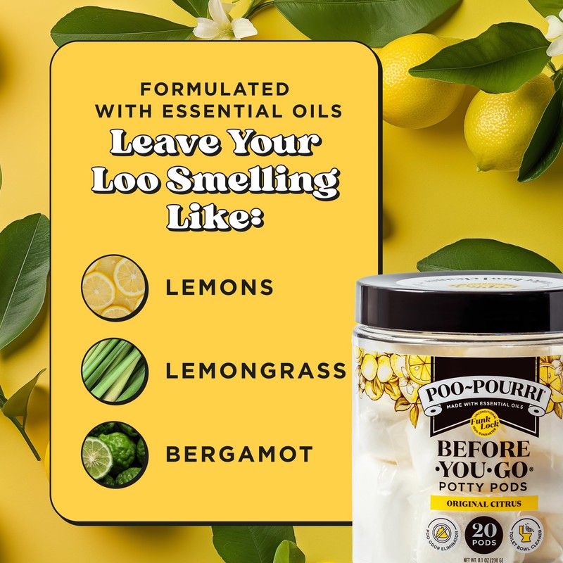 Poo-Pourri Before-You-Go 2-in-1 Toilet Potty Pods, Original Citrus, 20 Ct,