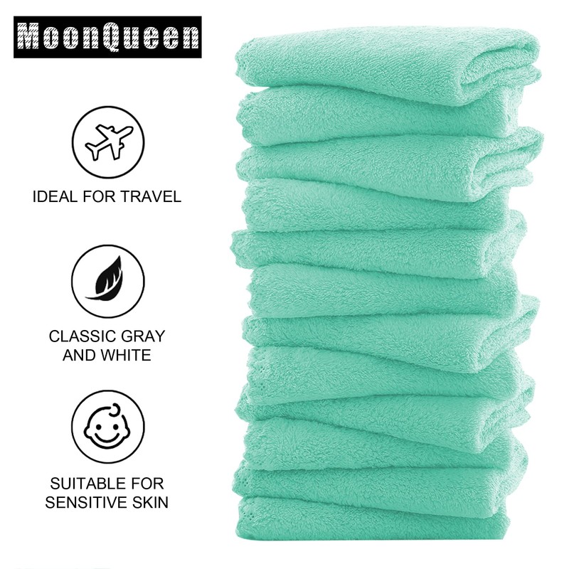 MOONQUEEN Microfiber Facial Cloths Fast Drying Washcloth 12 Pack -