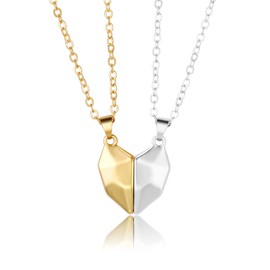 LEGENSTAR Couples Necklace Magnetic Heart Necklaces for Him and Her Half Love Two Souls One Split Connect Necklace