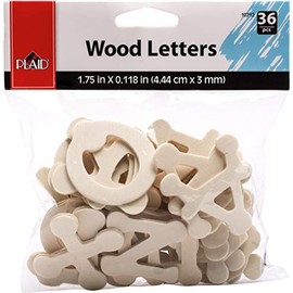 Plaid Dot Wood Letter Pack, 1 3/4" Fun Font, brown