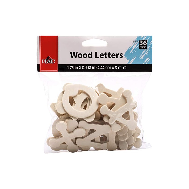 Plaid Dot Wood Letter Pack, 1 3/4" Fun Font, brown