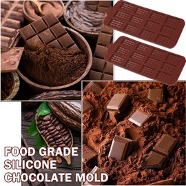 4PCS Break Apart Chocolate Molds,Non-Stick Easy Release Chocolate Candy Bar Mold Silicone,Easy to Wash,Food Grade Square Chocolate Protein and Energy Bar Mold