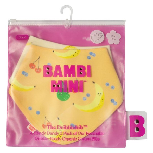 Bambi Mini Co. Dribblebib Unisex Fruit Salad and Bananas Reverse Bibs 2 Pack Online Only