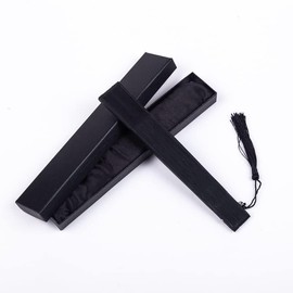 YaoooosF High Quality Folding Fan, Plain Fan, With Box, Black Bone Bamboo Sense, Folding, Pure Silk Stool, For Gentlemen, Cool Fan, Men's, Kimono Accessories, Portable Sense, Gift, Formal Fan,