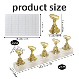 Magnetic Nail Tips Holder Nail, Acrylic Nail Sticks, Nail Practice Stands, Imprint Nail Sticks, Nail Tip, Fingernail DIY Nail Art Stand for Manicure Tool Salon (Gold)