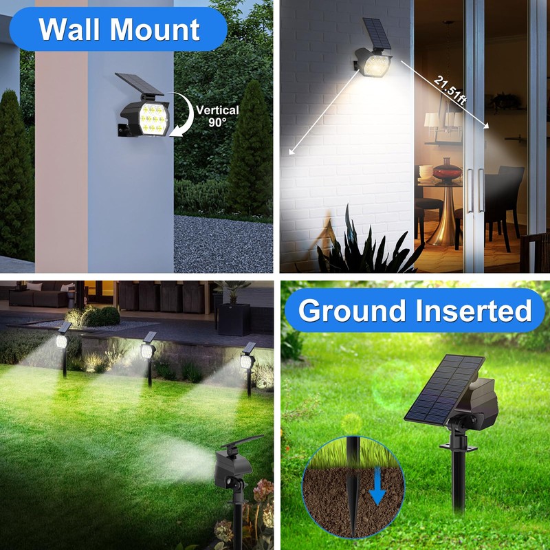 Flaow Solar Spot Lights Outdoor Waterproof IP67, 6 Pack -
