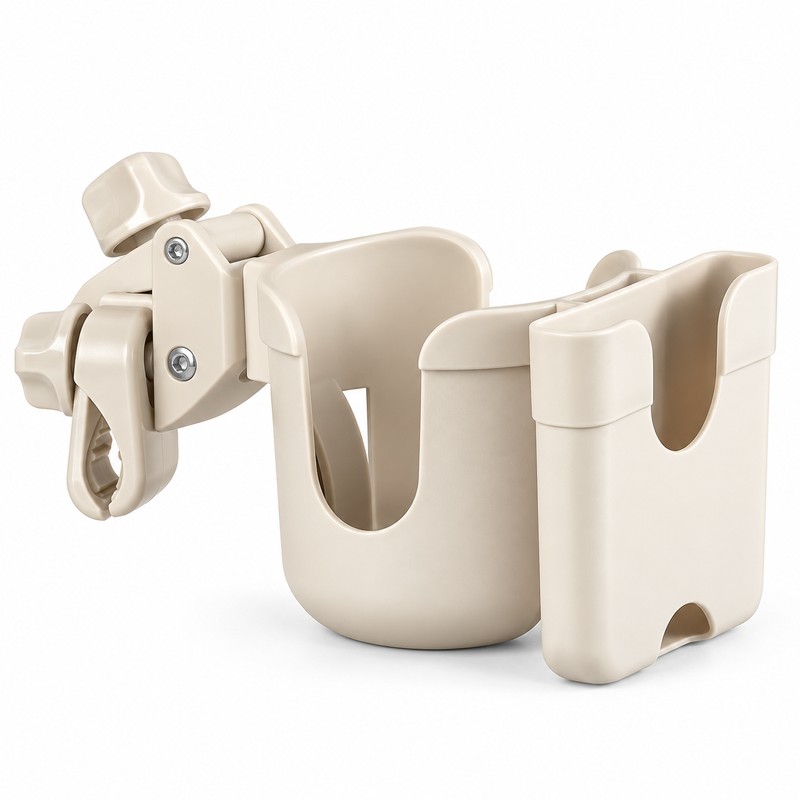 360° Rotating Baby Stroller Cup Holder with Phone Slot, Clamp
