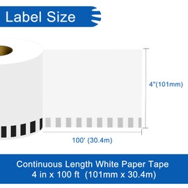 1 Roll Continuous Length Paper Tape Replacement for Brother DK-2243 4" x 100' 101mm x 30.4m Black on White, Compatible with Brother QL Label Printers Labels, Shipping Labels, Barcode Labels