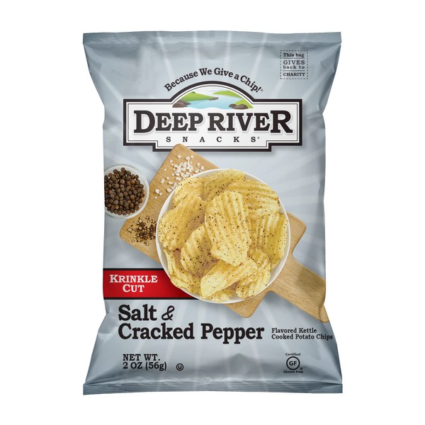 Deep River Snacks Salt & Cracked Pepper Kettle Cooked Potato Chips, 2 Ounce (Pack of 24)