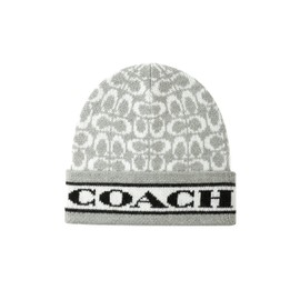 Coach Women's Signature C Logo Beanie, Chalk, One Size