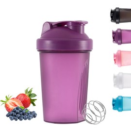 Protein Powder Shaker Bottle Milkshake Shaking Cup Workout Water Bottle 400 ML Non-Leak Cap BPA-Free For Power Gym Sports Supplement Fitness Workout Outdoor Evenments(Purple)