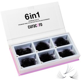 Curacoro Promade Mix 1500 Fans - Handmade Volume Eyelashes, Multi Selections From 5D To 12D, C CC D Curl, Thickness 0.03~0.1 mm, 9-18mm Length, Long Lasting & Easy Application (10D-0.03 D, 9-14mm)