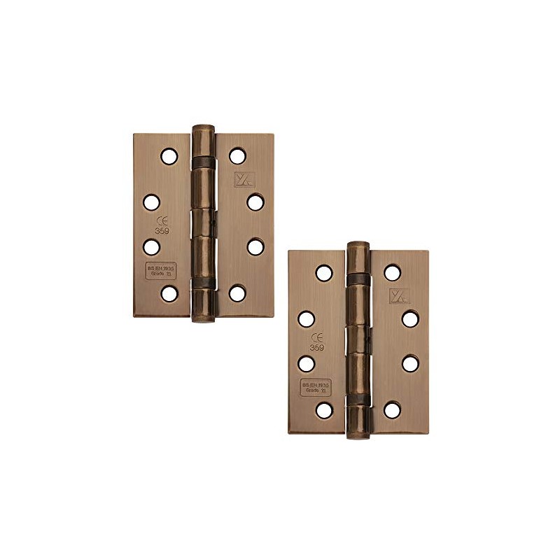 Excel XL869-ANB Pair of 4" Grade 11 Door Hinges, Antique