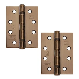 Excel XL869-ANB Pair of 4" Grade 11 Door Hinges, Antique Brass