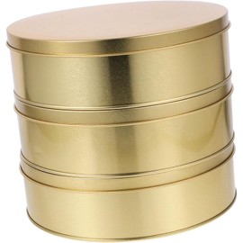 Set de 3 Latas Redondas de Hojalata Doradas para Dulces y Galletas con Cierre Hermético Portátil Adecuado para Fiestas y Almacenamiento Seguro