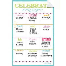 Birthday Calendar White Wall Cling