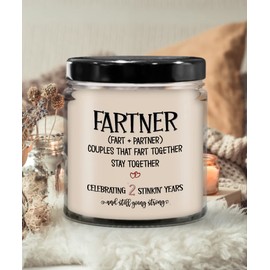 The Improper Mug Fartner 2 Years Candle 2nd Anniversary Ideas for Boyfriend Husband Fiance from Girlfriend Wife Funny Two Yr Together Dating Wedding Fart Jokes 9 Oz. V