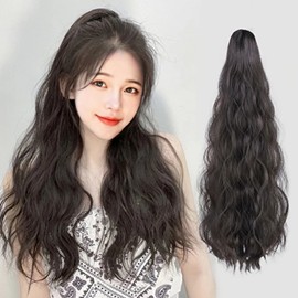 Wave Bundle Ponytail Clip Long Part Wig (KYR-WFHHVZT) Select 2 Black Brown / 웨이브 묶음 포니테일 집게 롱 부분 가발 (KYR-WFHHVZT) 선택2 블랙 브라운