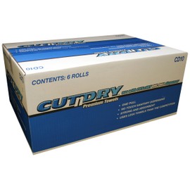 Berk Wiper CUTNDRY 10 Premium Hands Free Towel, 10" Length x 8" Width, White (Case of 6 Rolls)