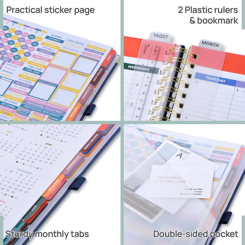 POPRUN Teacher Planner 2026-2027, 8.5"x11" Lesson Planner Book for Teachers