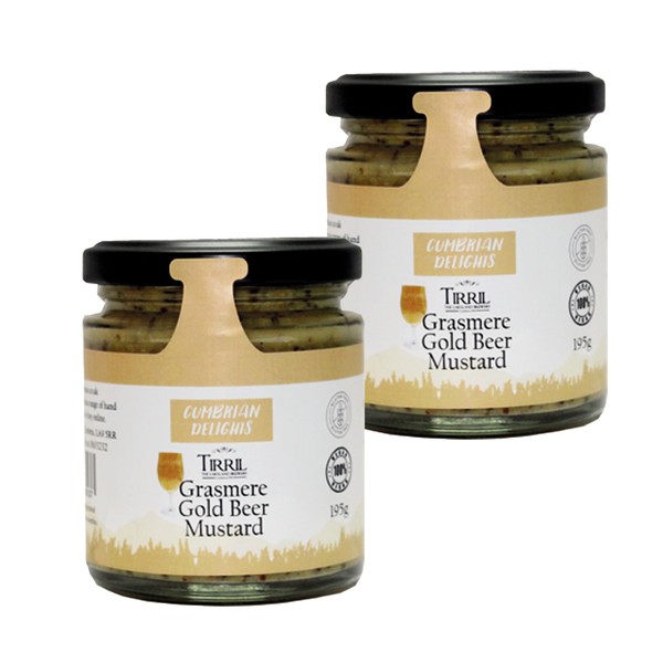 Cumbrian Delights Grasmere Gold Beer Mustard Twin Pack, Includes Tirril Beer, Handcrafted in the Lake District, No Flavourings & Additives, Gluten Free, Vegan 2 x 195g
