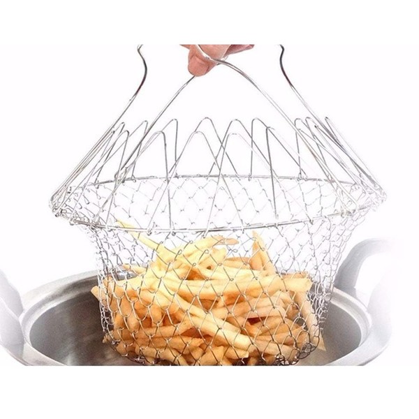 Baskets Roasting, Foldable Strainer, Rustproof Fryer Basket, Chip Frying Serving,