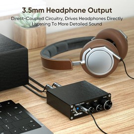 Saiyin Power Amplifier Home Audio, 80W x 2 Stereo Bluetooth Amplifier Receiver 2.0 Channel Mini Hi-Fi Class D Integrated Amp with Headphone Jack, Bass/Treble Control for Home Speakers