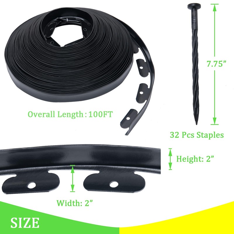 9TH SHOP No-Dig Landscape Edging Kit, 100FT Landscape Edging, 2