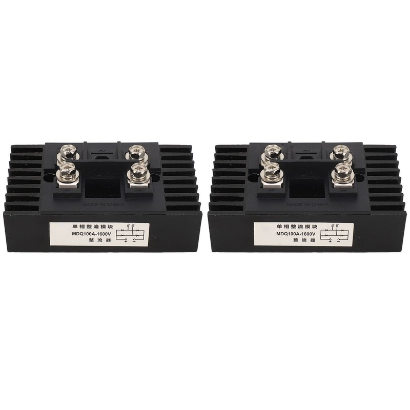 2Pcs Single Phase Bridge Rectifier 100A 1600V 4 Terminals Current